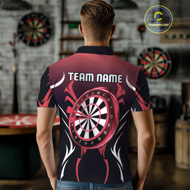 Men’s Custom Dart Shirt, Red-To-Black Color With Lightning Dartboard Dart Jersey NYN0247