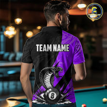 Load image into Gallery viewer, Custom Purple Cobra Snake 8 Ball Pool Billiard Shirts for Men Team Polo &amp; 1/4 Zip Shirts NNT57