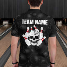 Load image into Gallery viewer, Skull US Flag Bowling Shirt for Men Personalized Patriotic Bowling Team Jersey Shirts Polo &amp; Quarter-Zip HNT31