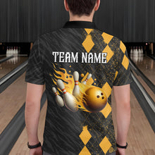Load image into Gallery viewer, Flame Yellow Bowling Team Shirt Custom Bowling Jersey for Men Women Flame Polo Shirt QZT679