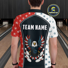 Load image into Gallery viewer, Eagel US Flag Bowling Custom Men Bowling Shirt Polo &amp; Quarter-Zip Bowling Team Jerseys HNT57