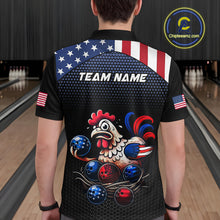 Load image into Gallery viewer, Custom American Flag Funny Chicken Bowling Team Jersey for Men Polo Bowling Shirt Unisex QZT710