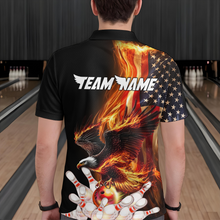 Load image into Gallery viewer, Personalized Flaming US Flag Eagle Bowling Shirt Bowling Jersey for Men Team Polo &amp; 1/4 Zip HNT38