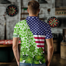 Load image into Gallery viewer, American flag St Patrick day shamrock pattern custom St Patrick Team Darts Shirts For Men NQS9582