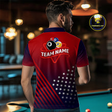 Load image into Gallery viewer, Personalized US Flag Billiard 8 Ball &amp; 9 Ball Pool Polo, 1/4 Zip For Men, Billiard Team Jersey TDM3800