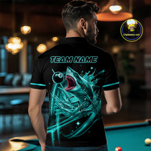 Load image into Gallery viewer, Turquoise 8 Ball &amp; 9 Ball Pool Billiard Shark Polo &amp; 1/4 Zip For Men Custom Team Billiard Jerseys TDM4089