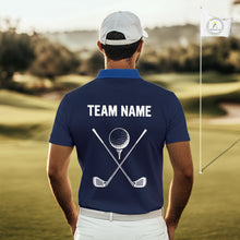 Load image into Gallery viewer, Blue Pattern Mens Golf polo shirts custom Team name golf outfit for men, unique golf gifts NQS9874