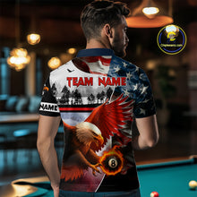 Load image into Gallery viewer, Custom American Flag Eagle 8 Ball Pool Vintage Billiard Shirts For Men, Patriotic Billiard Jerseys TDM3990