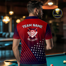 Load image into Gallery viewer, US Flag Billiard Jersey For Men Custom 8 Ball Polo &amp; Quarter Zip Billiard Shirts Pool Team Jersey TDM3801