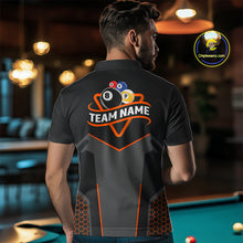 Load image into Gallery viewer, Personalized 8&amp;9 Ball Pool Billiard Polo, 1/4 Zip For Men Custom Team Billiard Jersey|Orange TDM4049
