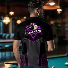 Load image into Gallery viewer, Personalized Billiard 8 Ball &amp; 9 Ball Pool Polo, 1/4 Zip For Men Custom Team Billiard Jersey|Purple TDM3582