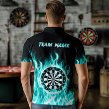 Load image into Gallery viewer, Turquoise Fire Flame Dart Shirt With Pocket For Men Custom Dart Team Jersey TDM3792