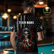 Load image into Gallery viewer, US Flag Skull Billiard Team Jersey for Men Billiard Shirt Polo &amp; 1/4 Zip NNT40