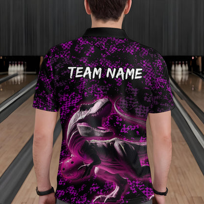 Custom Purple Bowling Shirt Sauropod Bowling Jersey Quarter Zip Bowling League QZT632