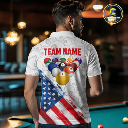 American Flag Personalized Billiard Team Jersey Billiard Gifts for Men Polo & 1/4 Zip Shirts NNT41