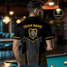 Load image into Gallery viewer, Personalized Yellow Black 9 Ball Billiard Shirt For Men, 9 Ball Pool Team Jersey Polo &amp; 1/4 Zip TDM4476