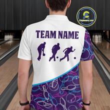 Load image into Gallery viewer, Blue Bowling Custom Men Bowling Shirt Polo &amp; Quarter-Zip Bowling Team Jerseys HNT60