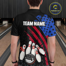Load image into Gallery viewer, Custom Funny US Flag Bowling Jersey for Men Bowling Uniform Polo &amp; 1/4 Zip Bowling Team Shirts HNT126