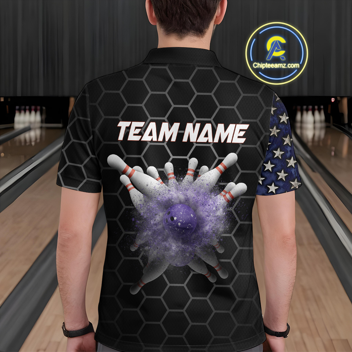 Custom American Bowling Polo Shirt Patriotic Bowling Jersey for Men Women QZT683