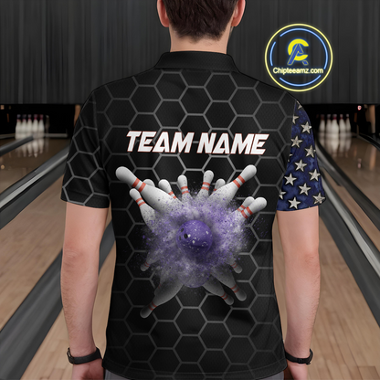 Custom American Bowling Polo Shirt Patriotic Bowling Jersey for Men Women QZT683