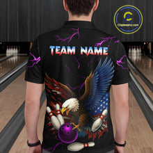 Load image into Gallery viewer, Purple Thunder US Flag Eagle Bowling Shirts for Men Team Bowling Polo &amp; Quarter-Zip HNT96