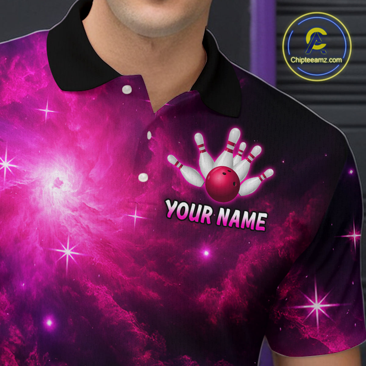 Custom Pink Galaxy Bowling Shirts for Women Men Bowling Jersey for Team Bowl Outfit MBL124