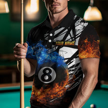 Load image into Gallery viewer, Custom Flame 8 Ball Billiard Shirts for Men Billiard Team Jerseys Polo &amp; 1/4 Zip Shirts NNT46