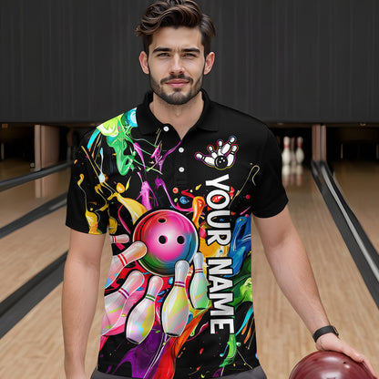 Colorful Bowling Shirt Bowling Jersey Men Personalized Bowling Team Jersey Polo & 1/4 Zip HNT33