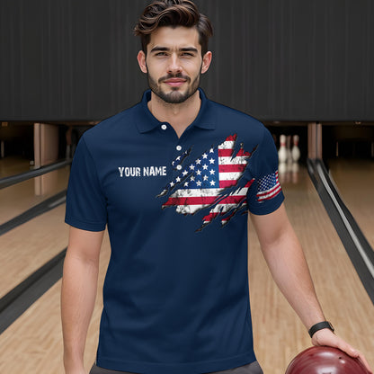 Patriotic Bowling Shirts American Flag Bowling Polo & 1/4 Shirt for Men Women Team MBL16