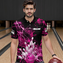 Load image into Gallery viewer, Pink Thunder Lightning Bowling Shirt Custom Colorful Bowling Jersey Men Women Team MBL67