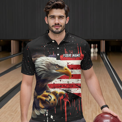 American Flag Bowling Shirt Custom Eagle Bowling Jersey for Men And Women Polo Bowling League QZT630