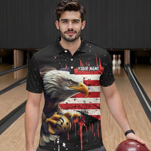 Load image into Gallery viewer, American Flag Bowling Shirt Custom Eagle Bowling Jersey for Men And Women Polo Bowling League QZT630