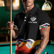 Load image into Gallery viewer, Custom Black 8 Ball Billiard Shirts for Men Billiard Team Shirts Billiard League Polo &amp; 1/4 Zip NNT75
