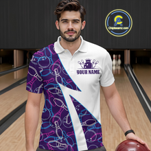 Load image into Gallery viewer, Blue Bowling Custom Men Bowling Shirt Polo &amp; Quarter-Zip Bowling Team Jerseys HNT60