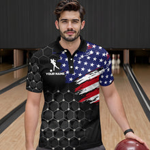 Load image into Gallery viewer, American Flag Bowling Shirts for Men Women Patriotic Bowling Jersey Polo&amp;1/4 Zip Shirt MBL09