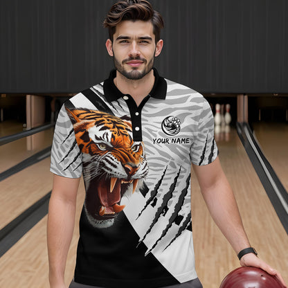 Black & White Bowling Shirt Tiger Bowling Team Jersey Polo Bowling for Men & Women QZT641