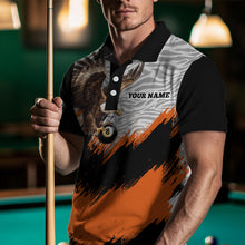 Load image into Gallery viewer, Funny Eagle Personalized Orange Camo Billiard 8 Ball Team Shirts For Men Billiard League Polo &amp; 1/4 Zip Shirt NNT28
