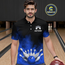 Load image into Gallery viewer, Blue Smoke Bowling Shirts for Men Women Team Personalized Bowling Polo and Quarter Zip MBL130
