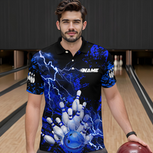 Load image into Gallery viewer, Blue Thunder Lightning Bowling Shirt Custom Colorful Bowling Jersey Men Women Team MBL67