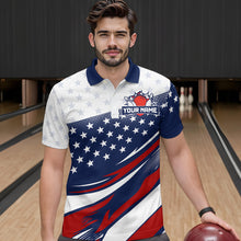 Load image into Gallery viewer, American Flag Bowling Custom Men Bowling Shirt Polo &amp; Quarter-Zip Bowling Team Jerseys HNT50