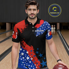 Load image into Gallery viewer, American Flag Bowling Shirt Personalized Patriotic Polo Bowling Team League Gift for Bowlers QZT691