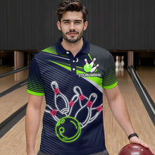 Load image into Gallery viewer, Custom Green&amp;Blue Bowling Shirts for Men Women Team Bowling Polo &amp; 1/4 Zip Shirt MBL41