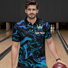 Load image into Gallery viewer, Teal Bowling Custom Men Bowling Shirt Polo &amp; Quarter-Zip Bowling Team Jerseys HNT48