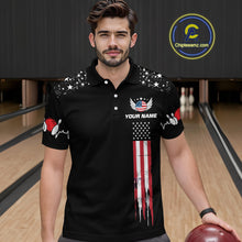 Load image into Gallery viewer, American Flag Bowling Custom Men Bowling Shirt Polo &amp; Quarter-Zip Bowling Team Jerseys HNT54