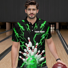 Load image into Gallery viewer, Thunder Lightning Green Bowling Shirt Custom Bowling Jersey for Men Women Team MBL66