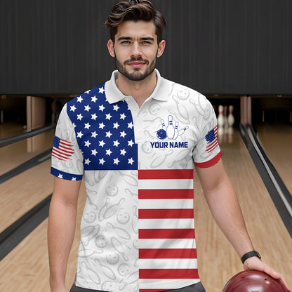 American Flag Bowling Shirt Patriotic Bowling Shirts for Men Women Bowling Jersey MBL24