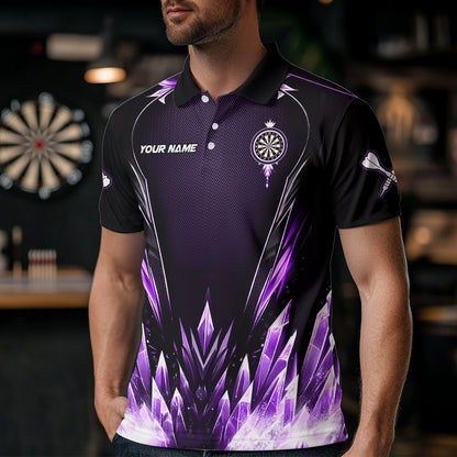 Personalized Purple Icy Dartboard Custom Darts Polo & Quarter Zip For Men, Team Dart Jersey Outfit TDM3671