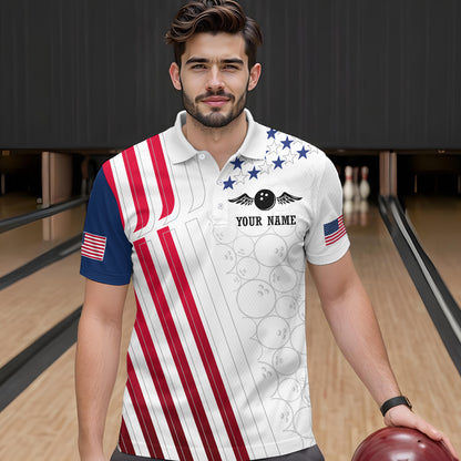American Flag Bowling Shirts for Men Women Team Bowling Shirt Patriotic Bowling Shirt MBL08