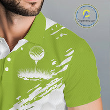 Load image into Gallery viewer, Green and White golf ball pattern Mens golf polo shirts custom team name mens golf clothes NQS9974