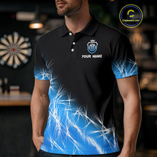 Load image into Gallery viewer, Blue Icy Lights Mens Darts Polo &amp; Quarter Zip Custom Dart Shirts For Team Darts Jerseys TDM3799